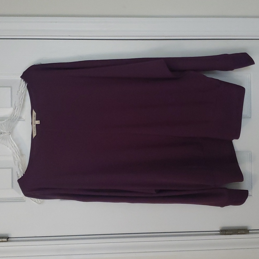 Rachel Roy, large, plum color, batwing and cold shoulder long sleeve, polyester